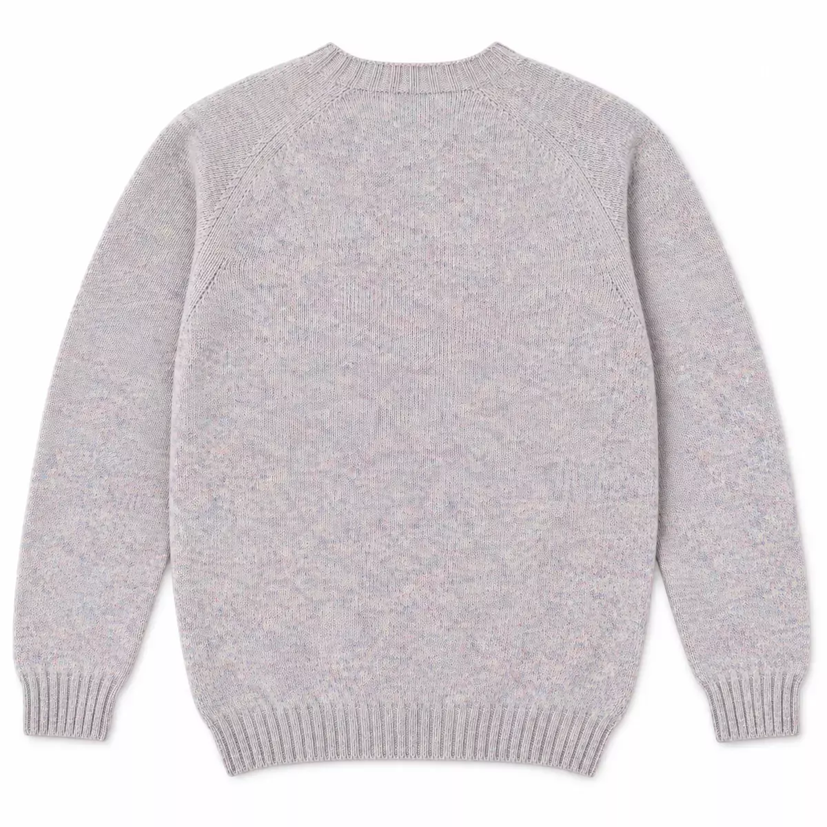 Harley of Scotland Brushed Wool Pullover Herren Hellgrau bunt meliert